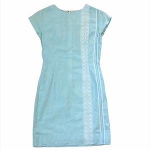 Vintage Mini Shift Dress Blue Aqua Zip Handmade XS